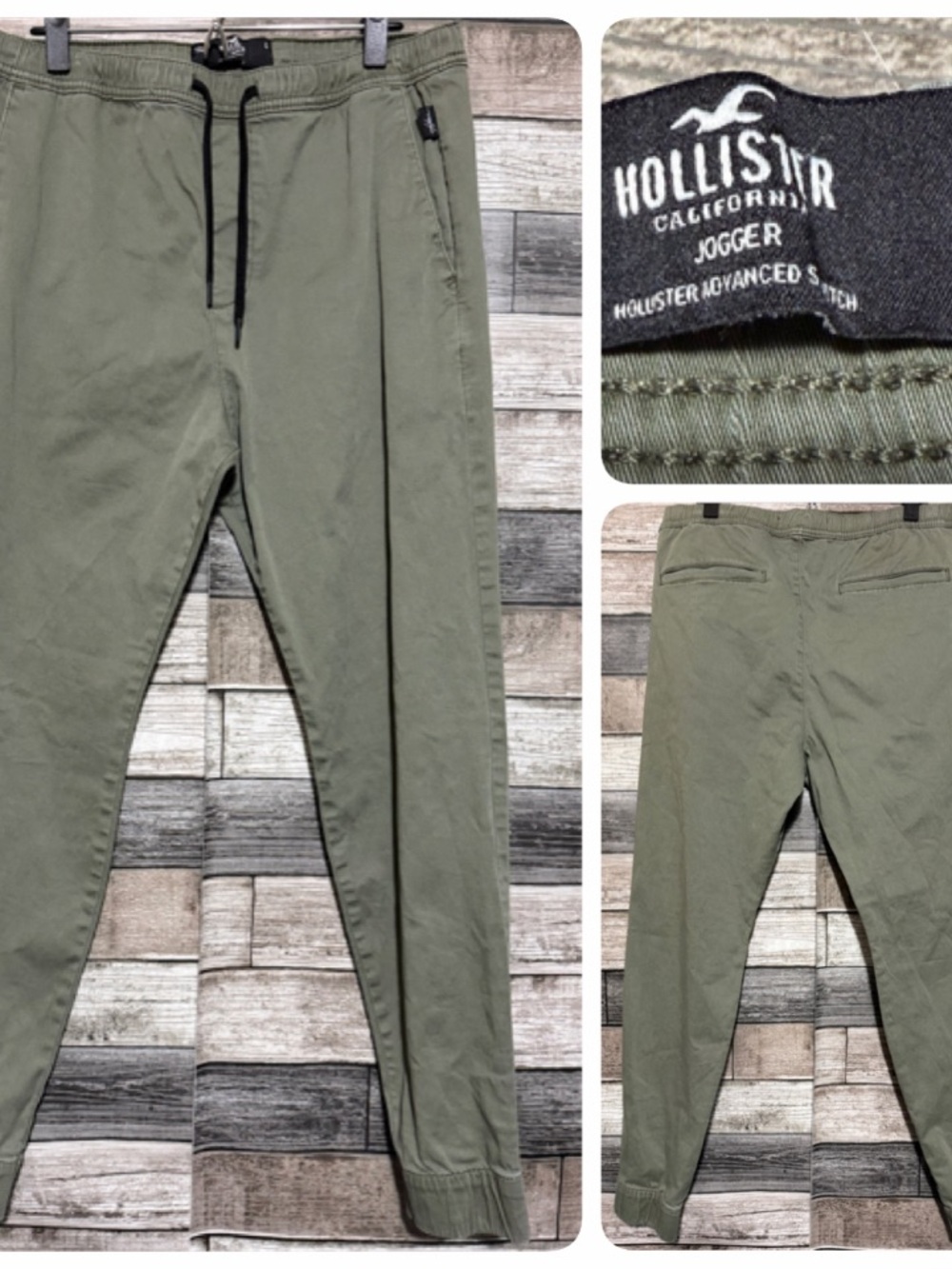 Hollister Advanced Stretch Joggers Men’s L Green Chino (Inseam 29)